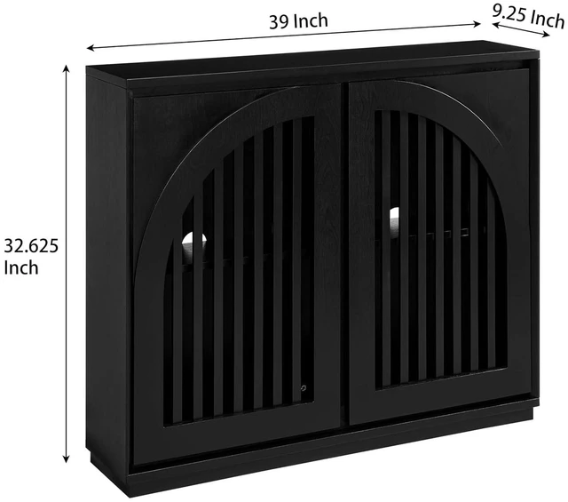 Alt view image 2 of 7 - Arched Buffet Cabinet with 2 Outlet Holes, Black