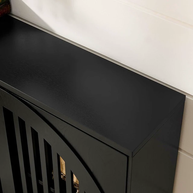 Alt view image 6 of 7 - Arched Buffet Cabinet with 2 Outlet Holes, Black