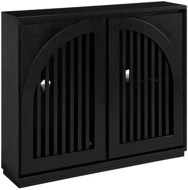 Alt view image 7 of 7 - Arched Buffet Cabinet with 2 Outlet Holes, Black