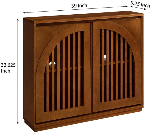 Alt view image 2 of 7 - Arched Buffet Cabinet with 2 Outlet Holes, Walnut