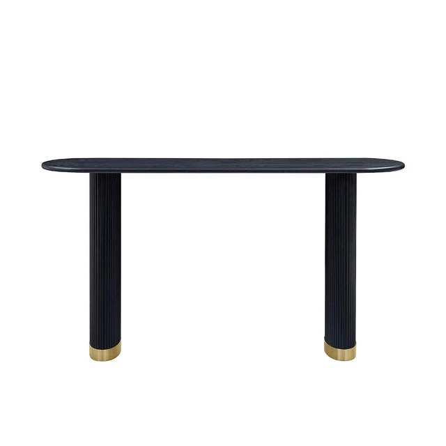 Alt view image 5 of 7 - Narrow Entryway Table with Stainless Steel Leg, Black