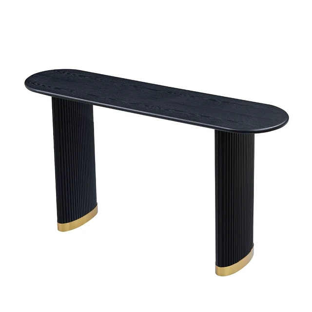 Alt view image 6 of 7 - Narrow Entryway Table with Stainless Steel Leg, Black