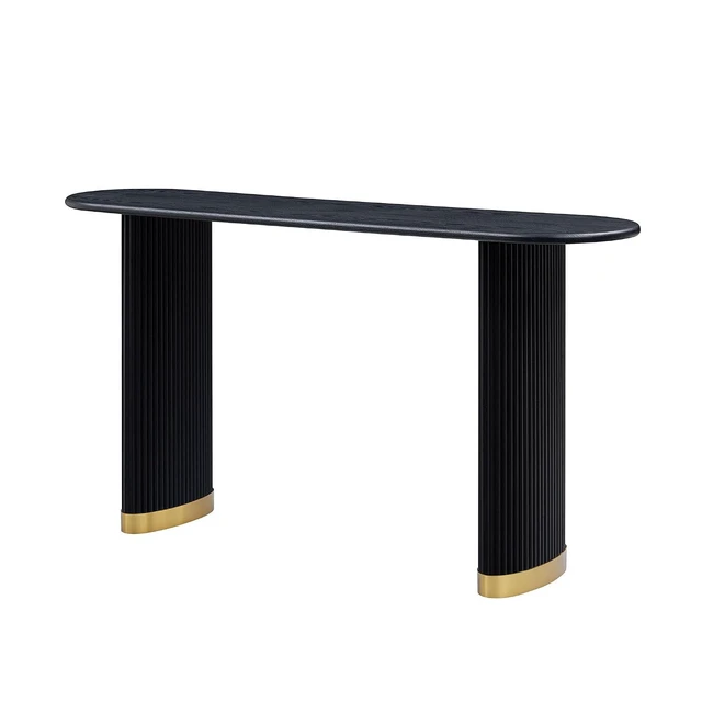 Alt view image 7 of 7 - Narrow Entryway Table with Stainless Steel Leg, Black