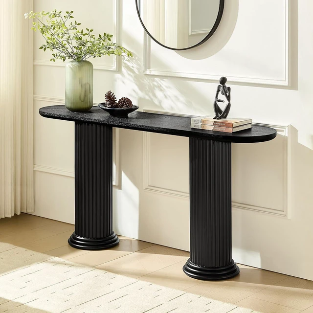 Alt view image 3 of 7 - Fluted Console Table with Roman-Style Legs, Black