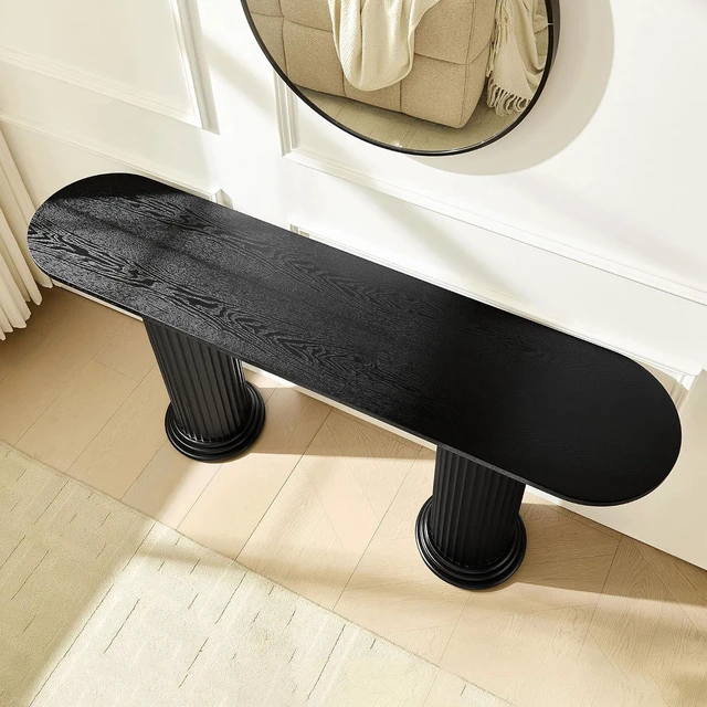 Alt view image 5 of 7 - Fluted Console Table with Roman-Style Legs, Black