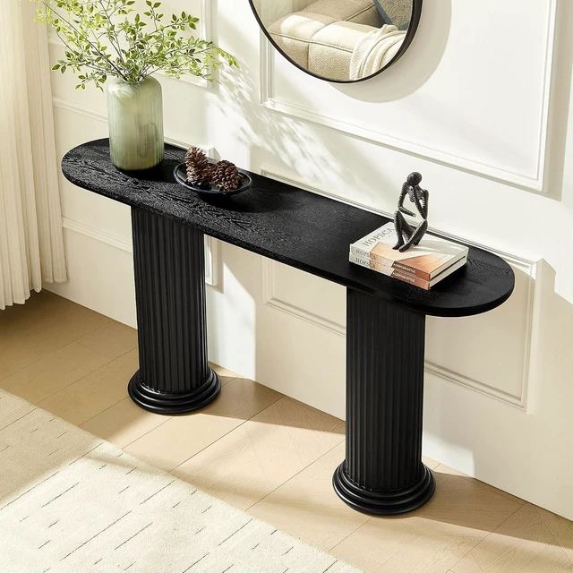 Alt view image 4 of 7 - Fluted Console Table with Roman-Style Legs, Black