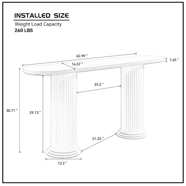 Alt view image 2 of 7 - Fluted Console Table with Roman-Style Legs, White