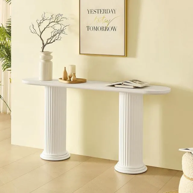Alt view image 3 of 7 - Fluted Console Table with Roman-Style Legs, White