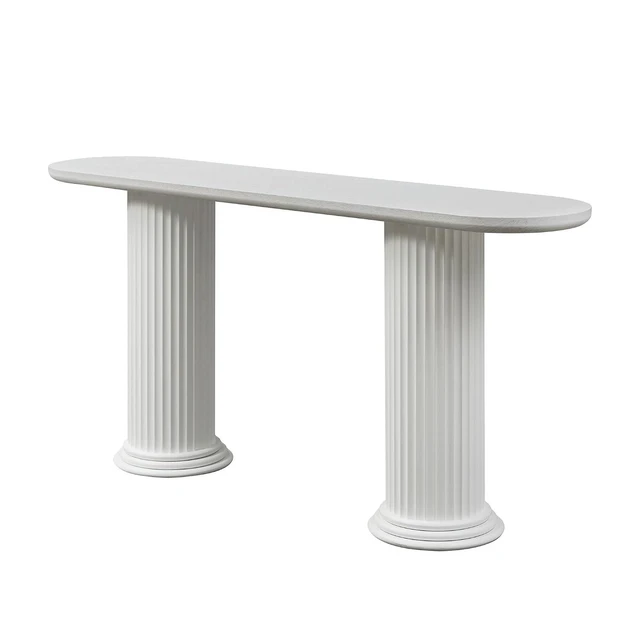 Alt view image 5 of 7 - Fluted Console Table with Roman-Style Legs, White