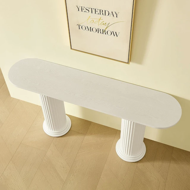 Alt view image 4 of 7 - Fluted Console Table with Roman-Style Legs, White