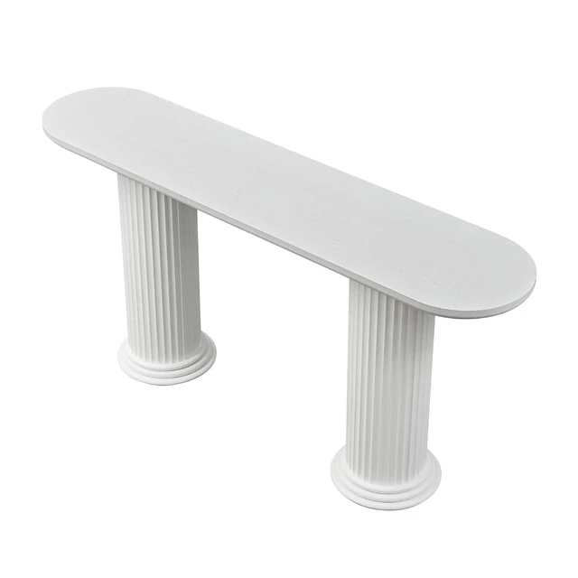 Alt view image 6 of 7 - Fluted Console Table with Roman-Style Legs, White