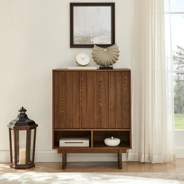 Main image of 31.6" Mid Century Buffet Cabinet with 3 Door, Walnut