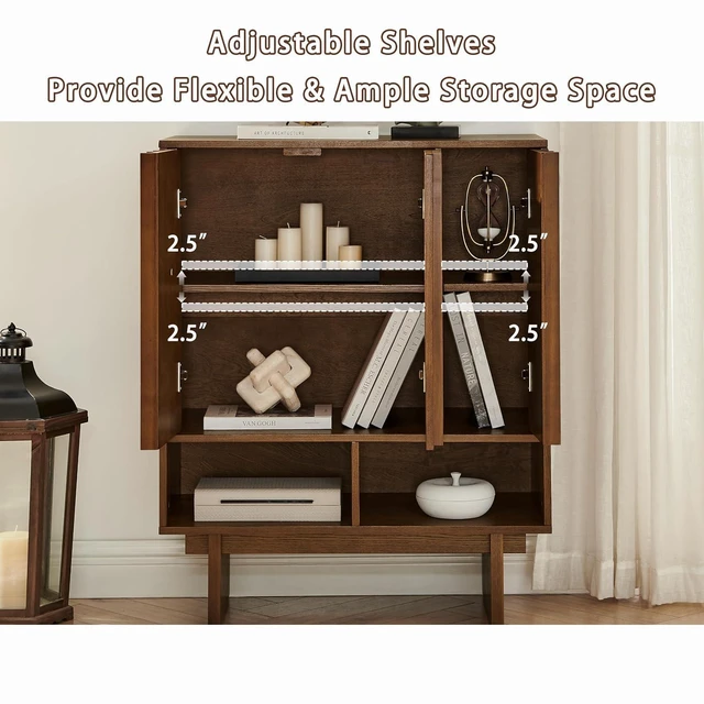 Alt view image 5 of 7 - 31.6" Mid Century Buffet Cabinet with 3 Door, Walnut