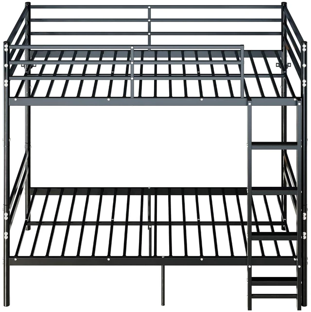Alt view image 5 of 7 - Convertible Bunk Bed with Under Bed Storage Space and Safety Guardrail, Heavy Duty Metal Bunk Bed for Kids Teens, No Box Spring Needed, Twin Over Twin Size, Black