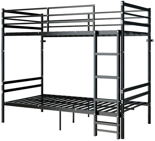 Alt view image 7 of 7 - Convertible Bunk Bed with Under Bed Storage Space and Safety Guardrail, Heavy Duty Metal Bunk Bed for Kids Teens, No Box Spring Needed, Twin Over Twin Size, Black