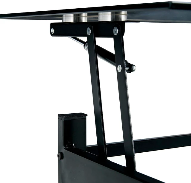 Alt view image 6 of 7 - Lift Top Glass Coffee Table with Storage Shelf, Black