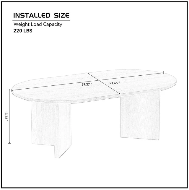 Alt view image 2 of 7 - 39.37 Oval Coffee Table with Round Corner, Walnut