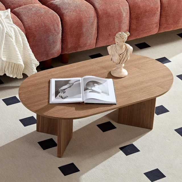 Alt view image 4 of 7 - 39.37 Oval Coffee Table with Round Corner, Walnut
