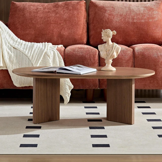Alt view image 3 of 7 - 39.37 Oval Coffee Table with Round Corner, Walnut
