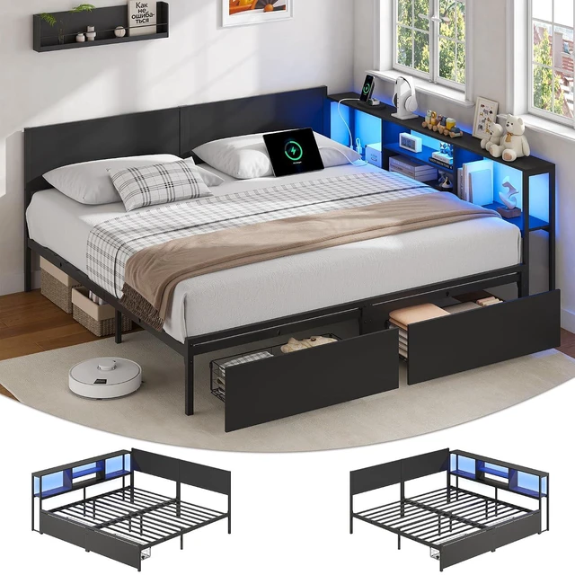 Alt view image 4 of 7 - Twin Beds for 2 Kids with Storage Bookcase Divider, Black