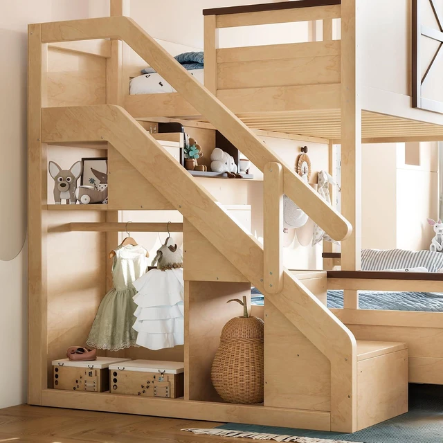 Alt view image 5 of 7 - Twin Over Full House Bunk Bed with Sliding Window, Natural
