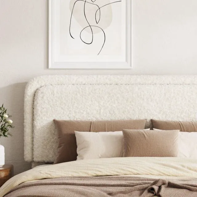 Alt view image 3 of 7 - Upholstered Platform Bed with Adjustable Headboard,Heavy Duty Boucle Bed Frame with Under Storage and Noise Free Wooden Slats, Weight Capacity 1000 lbs, King, Beige