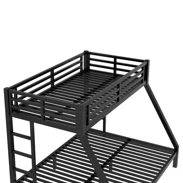 Alt view image 7 of 7 - Twin XL Over Queen Bunk Bed with Under-Bed Storage, Heavy Duty Metal Bunk Beds Frame with Full-Length Guardrail & Ladders, Heavy-Duty Bunk Bed, No Spring Box Needed, Black