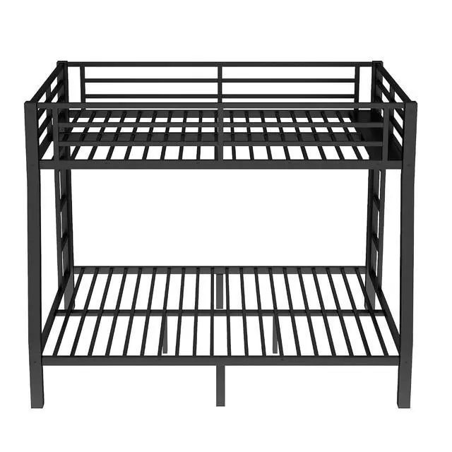 Alt view image 6 of 7 - Full XL Over Queen Bunk Bed with Under-Bed Storage, Heavy Duty Metal Bunk Beds Frame with Full-Length Guardrail & Ladders, Heavy-Duty Bunk Bed, No Spring Box Needed, Black