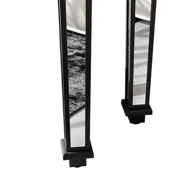 Alt view image 4 of 7 - 48-Inch Mirrored Console Table,Rectangle Glass Sofa Table with Vintage Carved Elements,Entryway Accent Foyer Tables with Gorgeous Noble Design,Black+Silver