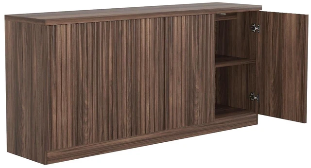 Alt view image 7 of 7 - 62 Fluted Sideboard Buffet Cabinet with Shelves, Walnut
