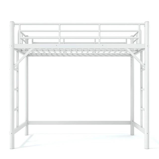 Alt view image 5 of 7 - Heavy Duty Metal Twin Loft Bed with 2 Ladders, White
