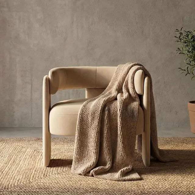Main image of Modern Accent Chair for Living Room, Velvet Upholstered Barrel Chairs with Legs,Single Lounge Armchair with Cushion for Bedroom, Lounge Armchair with Cushion,Khaki