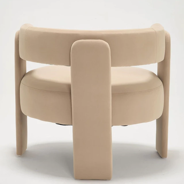 Alt view image 7 of 7 - Modern Accent Chair for Living Room, Velvet Upholstered Barrel Chairs with Legs,Single Lounge Armchair with Cushion for Bedroom, Lounge Armchair with Cushion,Khaki