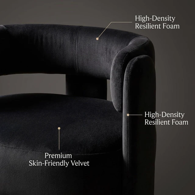 Alt view image 7 of 7 - Modern Accent Chair for Living Room, Velvet Upholstered Barrel Chairs with Legs,Single Lounge Armchair with Cushion for Bedroom, Lounge Armchair with Cushion,Orange