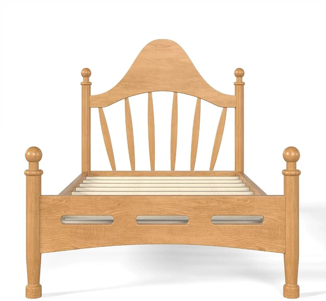 Alt view image 5 of 7 - Twin Wood Platform Bed Frame with Curved Headboard for Kids, Natural