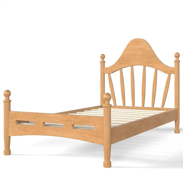 Alt view image 6 of 7 - Twin Wood Platform Bed Frame with Curved Headboard for Kids, Natural