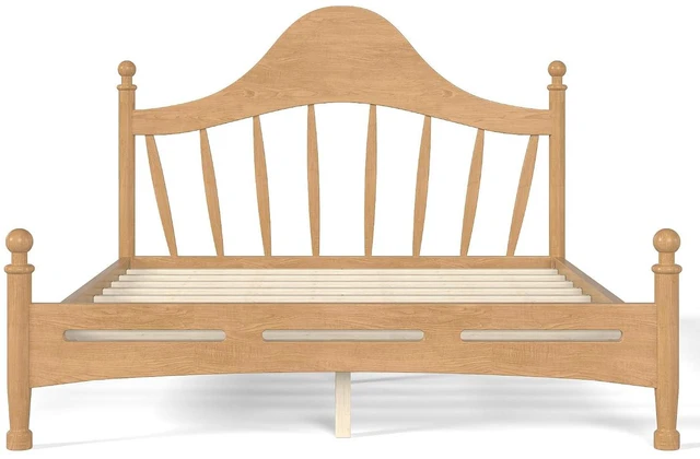 Alt view image 6 of 7 - Wooden Platform Bed Frame Queen with Curved Headboard for Kids, Natural
