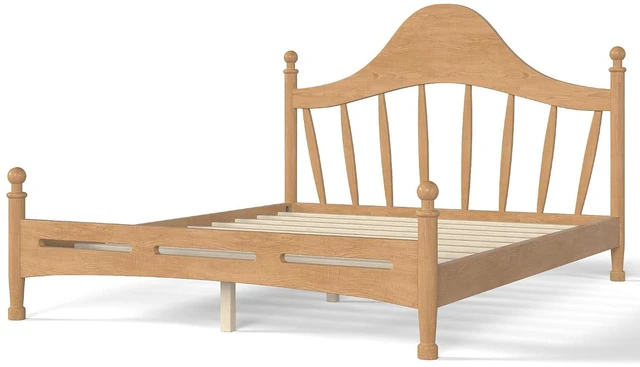 Alt view image 5 of 7 - Wooden Platform Bed Frame Queen with Curved Headboard for Kids, Natural