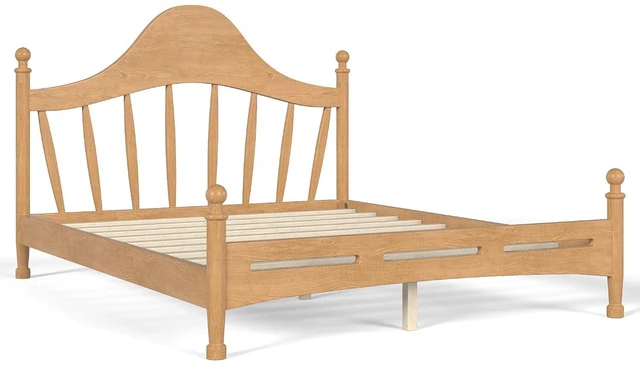 Alt view image 7 of 7 - Wooden Platform Bed Frame Queen with Curved Headboard for Kids, Natural
