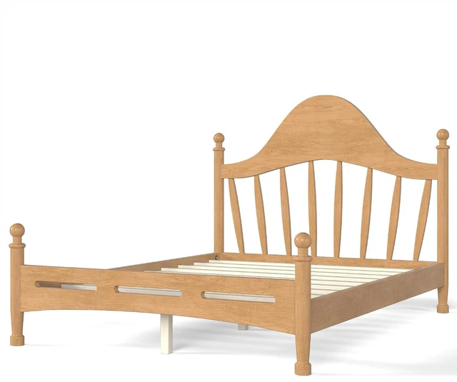 Alt view image 7 of 7 - Kids Full Platform Bed with Curved Headboard, Solid Wood Bed Frame, Natural