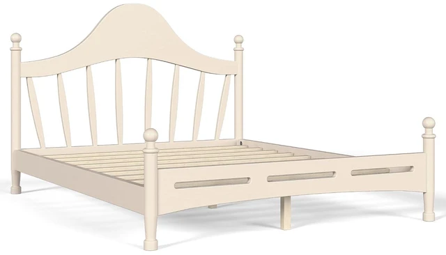 Alt view image 6 of 7 - Wooden Platform Bed Frame Queen with Curved Headboard for Kids, Beige