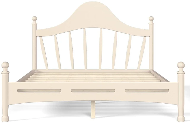 Alt view image 5 of 7 - Wooden Platform Bed Frame Queen with Curved Headboard for Kids, Beige
