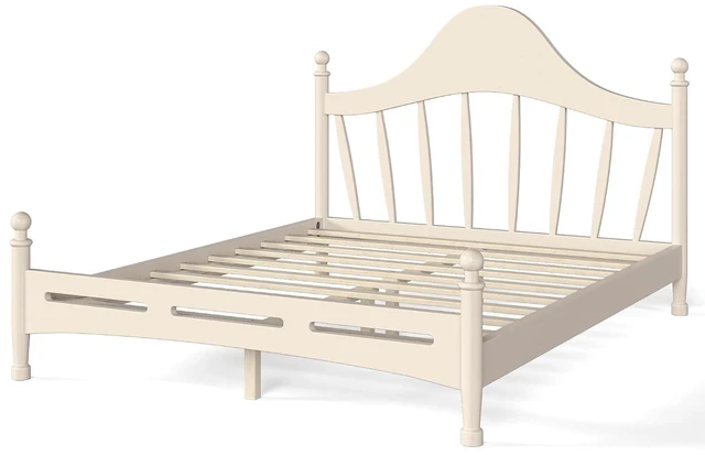 Alt view image 7 of 7 - Wooden Platform Bed Frame Queen with Curved Headboard for Kids, Beige