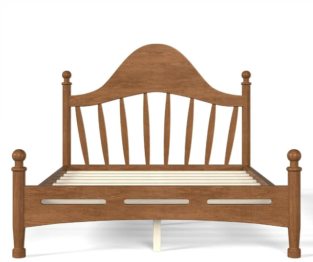 Alt view image 6 of 7 - Kids Full Platform Bed with Curved Headboard, Wood Bed Frame, Antique Brown