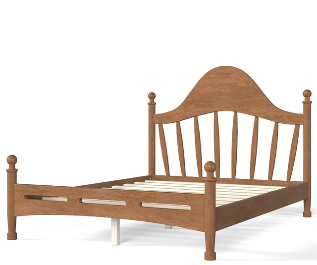 Alt view image 7 of 7 - Kids Full Platform Bed with Curved Headboard, Wood Bed Frame, Antique Brown
