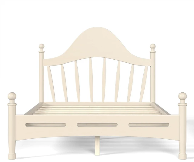 Alt view image 6 of 7 - Kids Full Platform Bed with Curved Headboard, Solid Wood Bed Frame, Beige