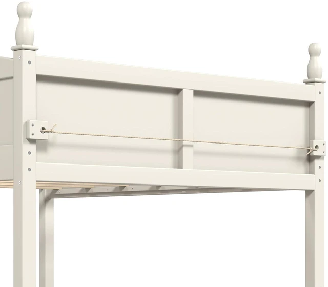 Alt view image 6 of 7 - Full Size Low Wood Loft Bed with Storage Book Shelfr, Kids Loft Bed with Safety Guardrails and Play Space for Princess Girls Boys Teen, Beige