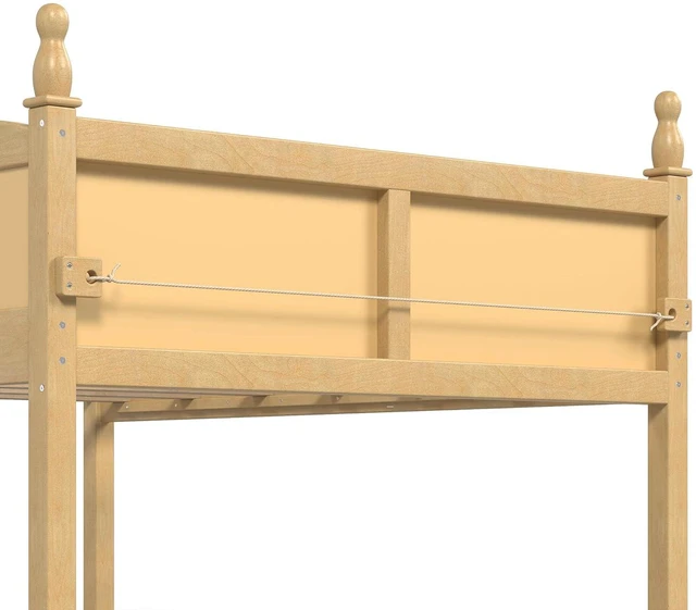 Alt view image 6 of 7 - Full Size Low Wood Loft Bed with Storage Book Shelfr, Kids Loft Bed with Safety Guardrails and Play Space for Princess Girls Boys Teen, Natural