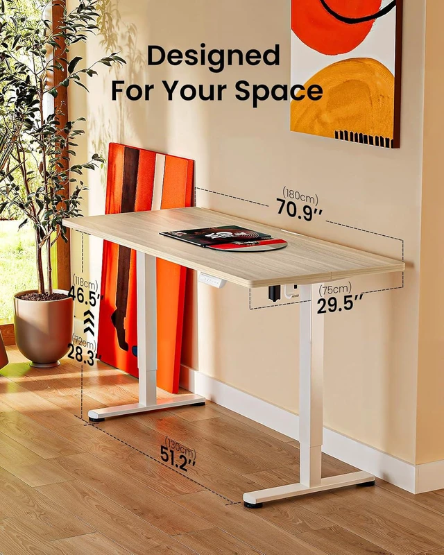 Alt view image 3 of 7 - ErGear Height Adjustable Electric Standing Desk, 71 x 30 Inches Sit Stand up Desk, Memory Computer Home Office Desk, Natural