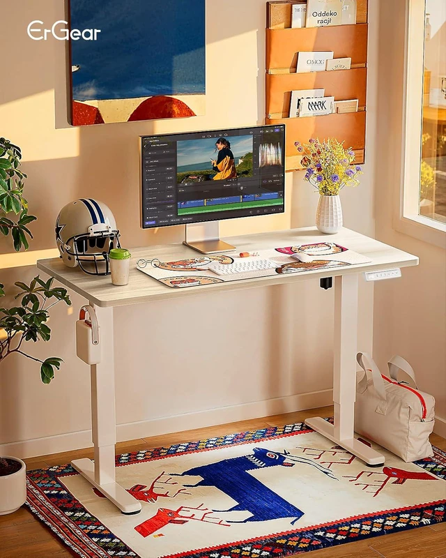 Alt view image 2 of 7 - ErGear Height Adjustable Electric Standing Desk, 44 x 24 Inches Sit Stand up Desk, Memory Computer Home Office Desk, Natural